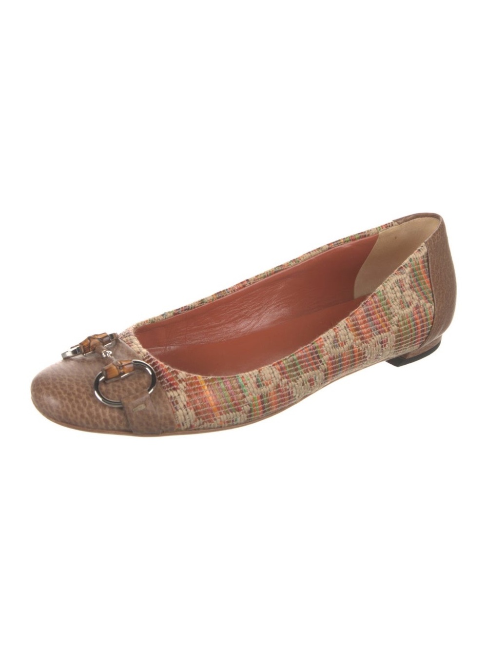 GUCCI Horsebit Accent Printed Ballet Flats, Size 38